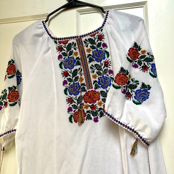 Ukrainian Vyshyvanka - Handmade Shortsleeve Traditional Top, Peasant Blouse - Picture 1 of 2